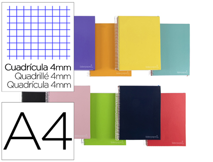 Cuaderno espiral 4x4 A4 75g 140h 5B T/D Microperforado Liderpapel