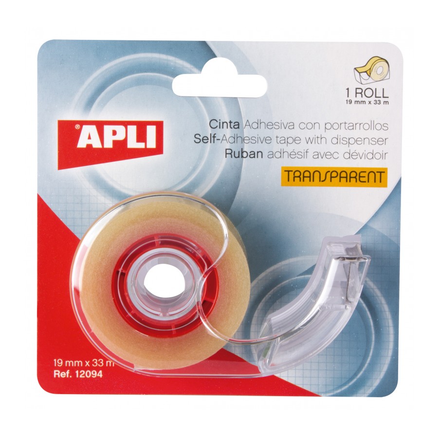 Portacinta con rollo cinta adhesiva19x33mm APLI