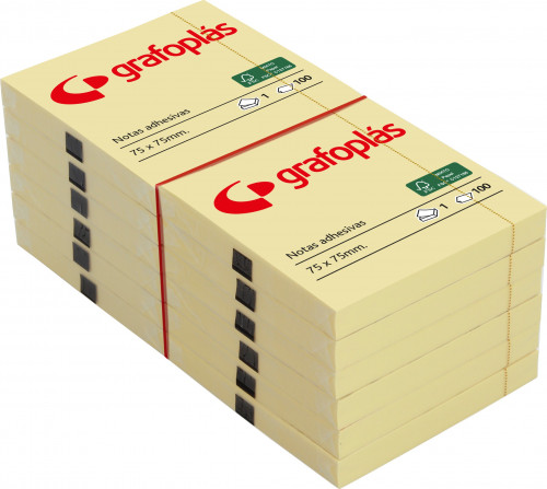 Notas Adhesivas 75X125mm Amarillas GRAFOPLAS