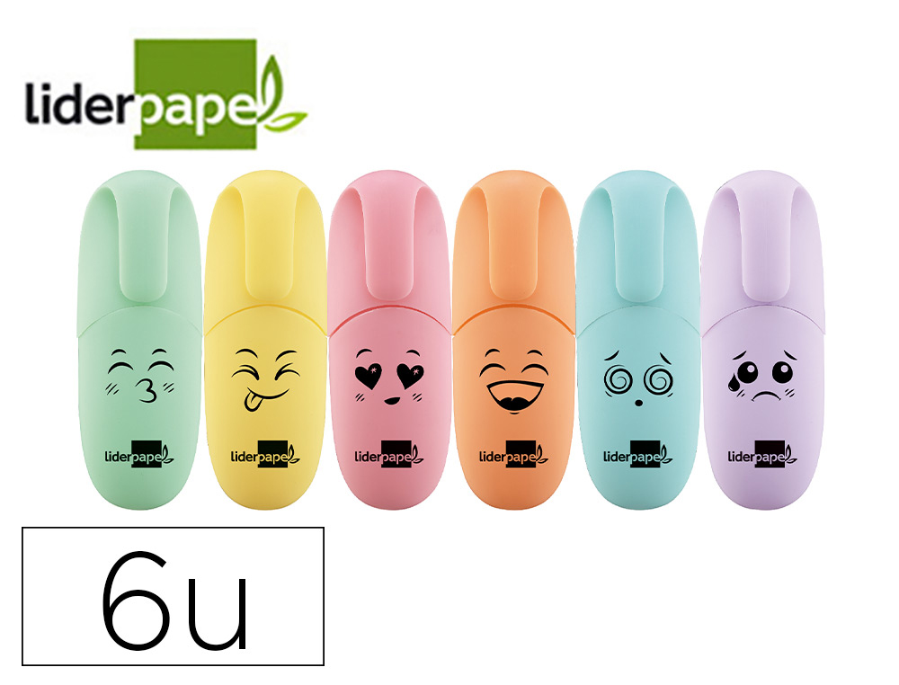 Marcadores fluorescentes mini pastel 6uds Liderpapel