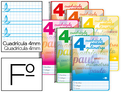Cuadernos espiral 4X4 pautaguia Fº 75g 80h T/D Liderpapel