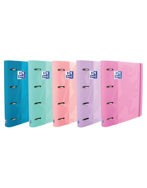 Carpebloc con recambio A4+ 4 anillas con goma pastel colores surtidos Oxford