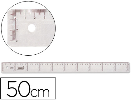 Regla 50cm plastico cristal Liderpapel