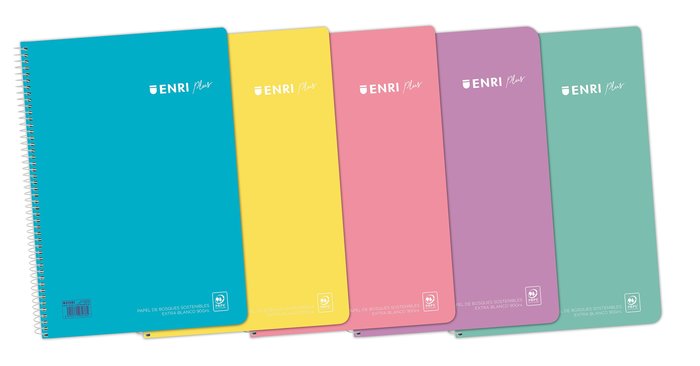 Cuaderno espiral 4X4 Fº 80h 90g T/P C/M pastel Enri