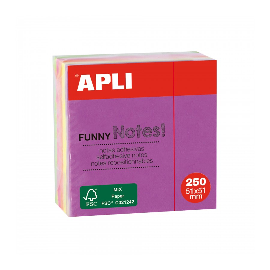Notas adhesivas 51x51 5 colores brillantes APLI