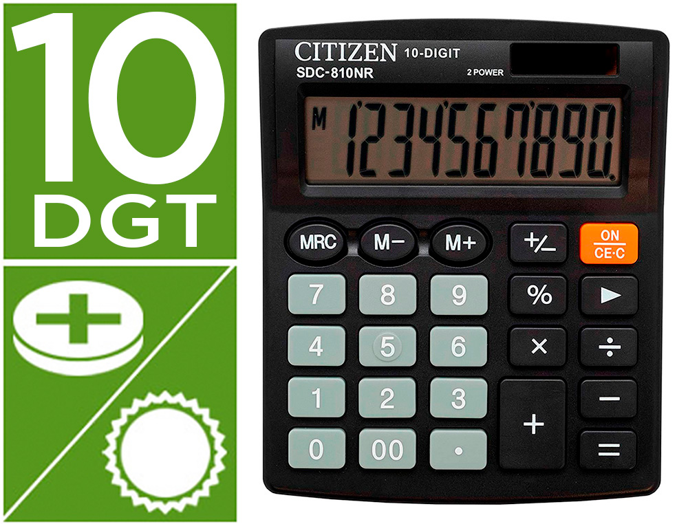 Calculadora citizen sobremesa sdc-810 bn 10 digitos