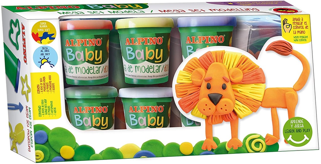 Plastilina BABY DOUGH 85gr 6 colores surtidos Alpino