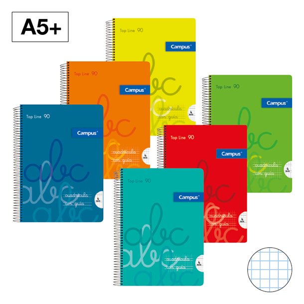 Cuaderno espiral 4X4 pautaguia A5 90G 80H T/P Campus