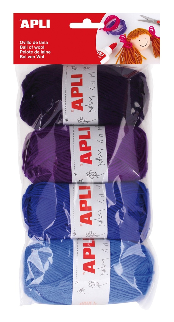 Ovillos de lana tonos 50gr 50x190x320mm 1ud Apli 