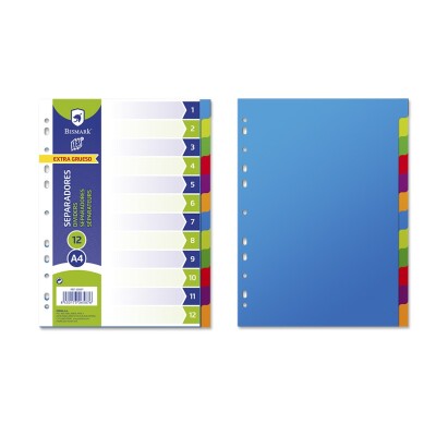 Dividers 12P A4 extra strong plastic