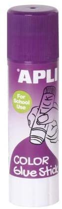 Barra de pegamento adhesivo de color lila, libre de solvente y no tóxica 21gr Apli
