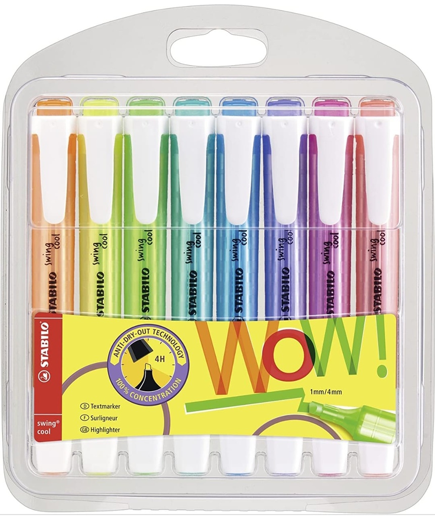 Marcador Fluorescente 8u Swing Cool Wow STABILO