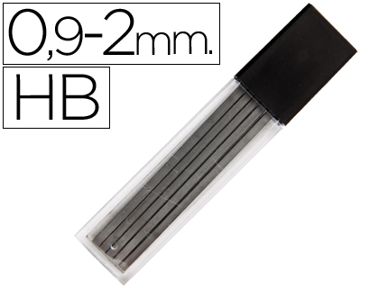 Minas grafito rectangulares 0,9mm HB 12uds Liderpapel