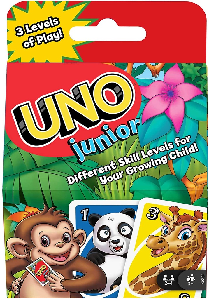 Juego de cartas UNO Junior, juego de mesa para niños con dibujos de animales