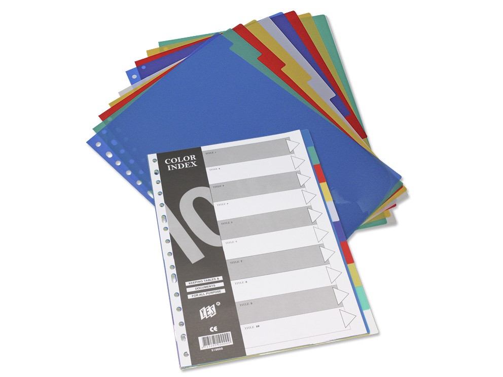 Separadores 10P A4 plastico 5 colores Yes