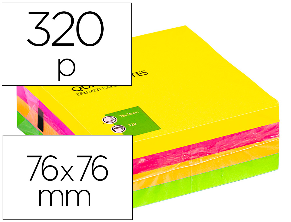 Notas adhesivas 76x76mm 320h colores fluorescentes Q-connect
