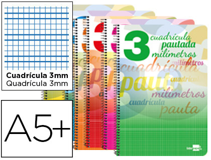 Cuadernos espiral 3X3 pautaguia A5+ 75g 80h T/D Liderpapel
