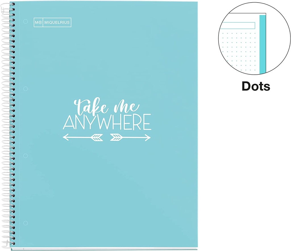 Cuaderno espiral Dots A4 90g 80h 1B T/P 4T microperforado MESSAGES Miquelrius