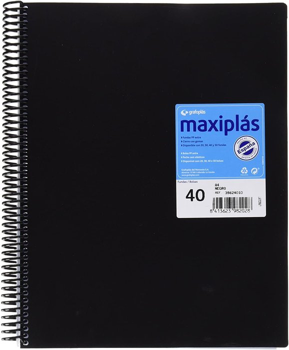 Carpeta espiral 40 fundas A4 translucida Maxiplas