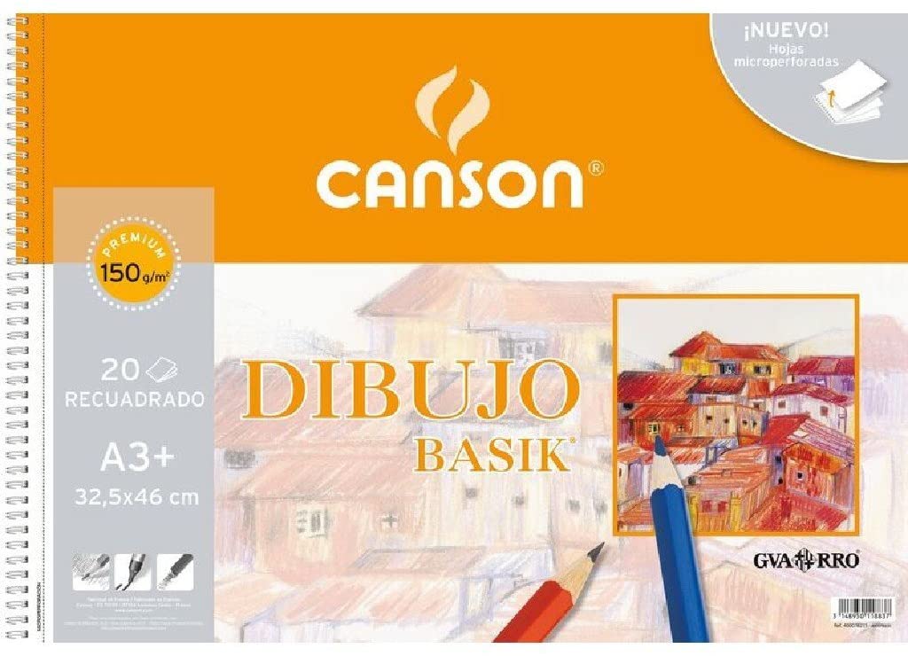 [C400078215] Bloc dibujo A3+ 150g 20h con recuadro Basik Canson