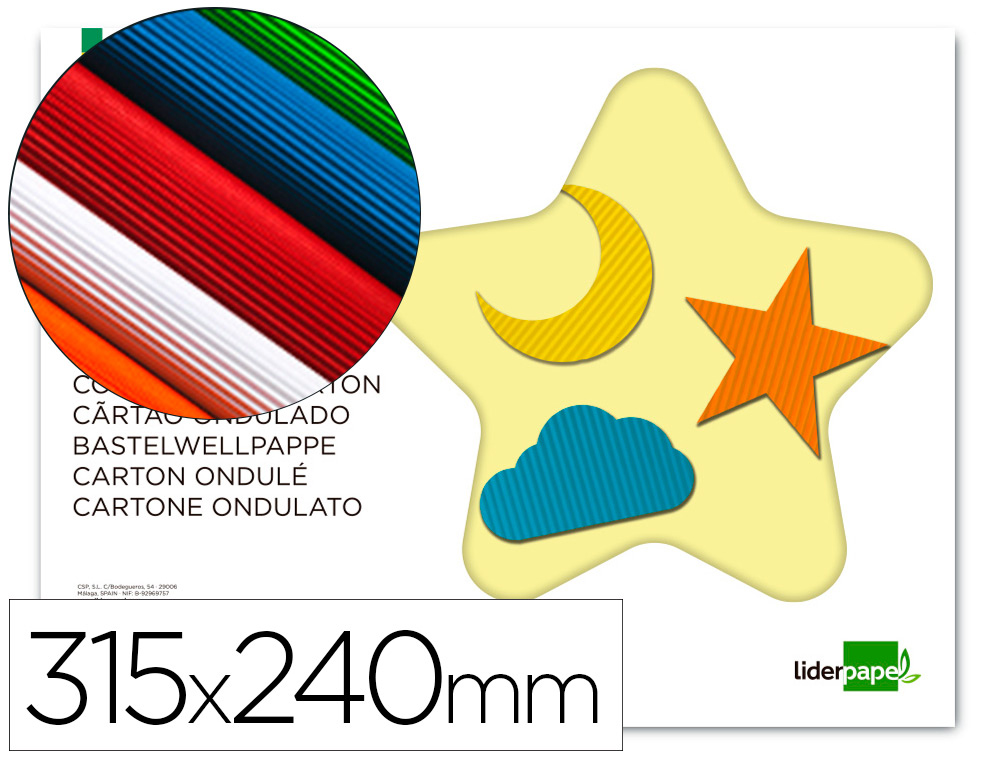 [TM03] Bloc manualidades cartón ondulado 240x315mm 10h colores surtidos Liderpapel