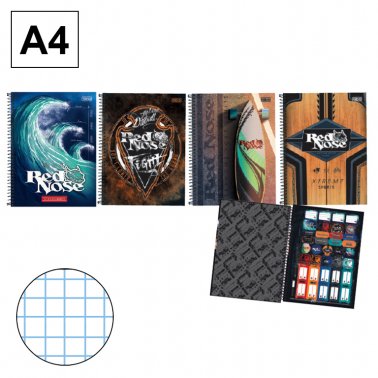 [002472] CUADERNO ESPIRAL A4 80H 70G T/D RED NOSE