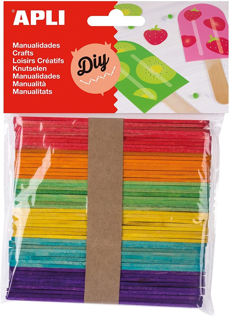 [13064] Palos polo de madera 50uds colores surtidos Apli