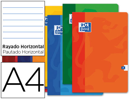 [100103428] Libreta 1L A4 90G 48H con margen colores Oxford