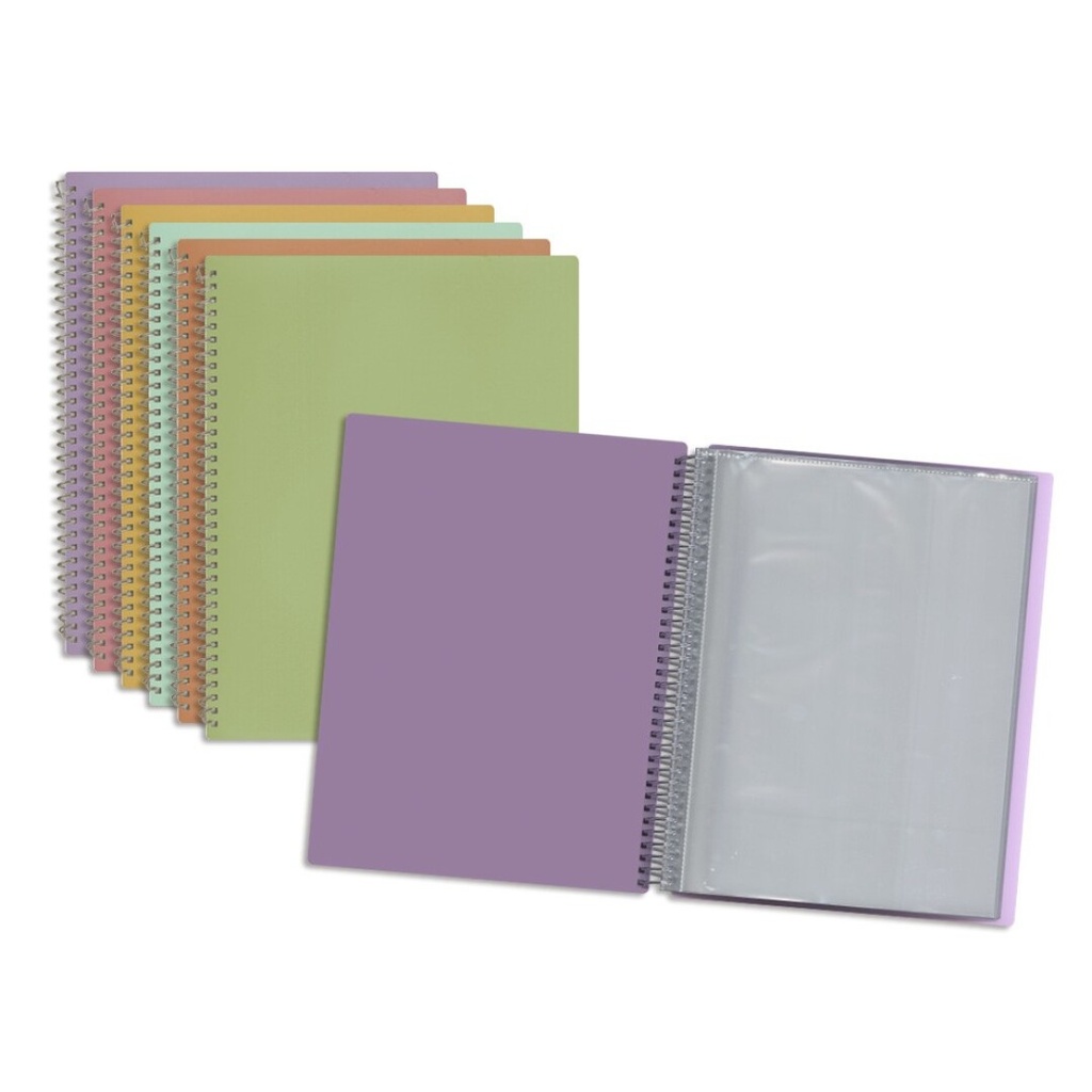 [326634] Carpeta espiral 20 fundas A4 colores pastel