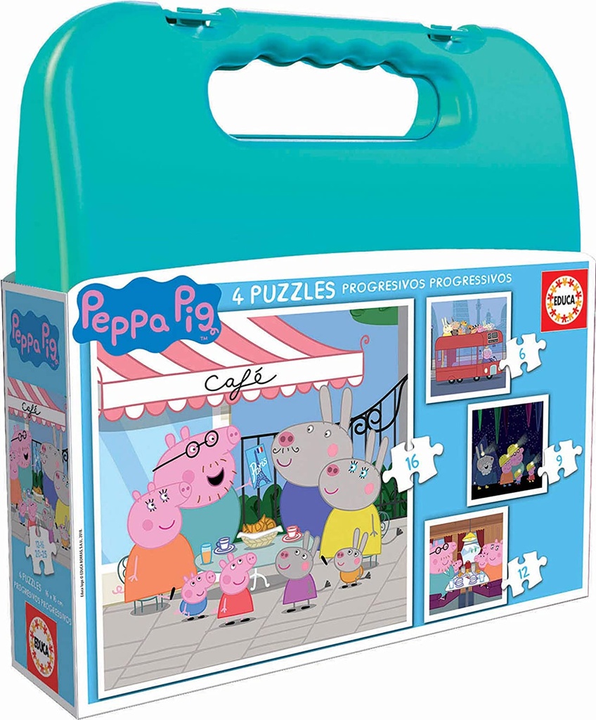 [18112] Peppa Pig Maleta con Puzzles Progresivos Educa +3