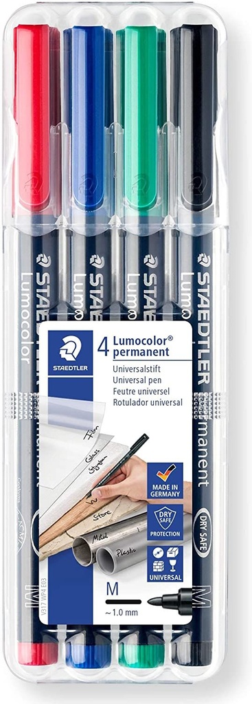 [317 WP4] Rotuladores Lumocolor 4 colores punta media Staedler