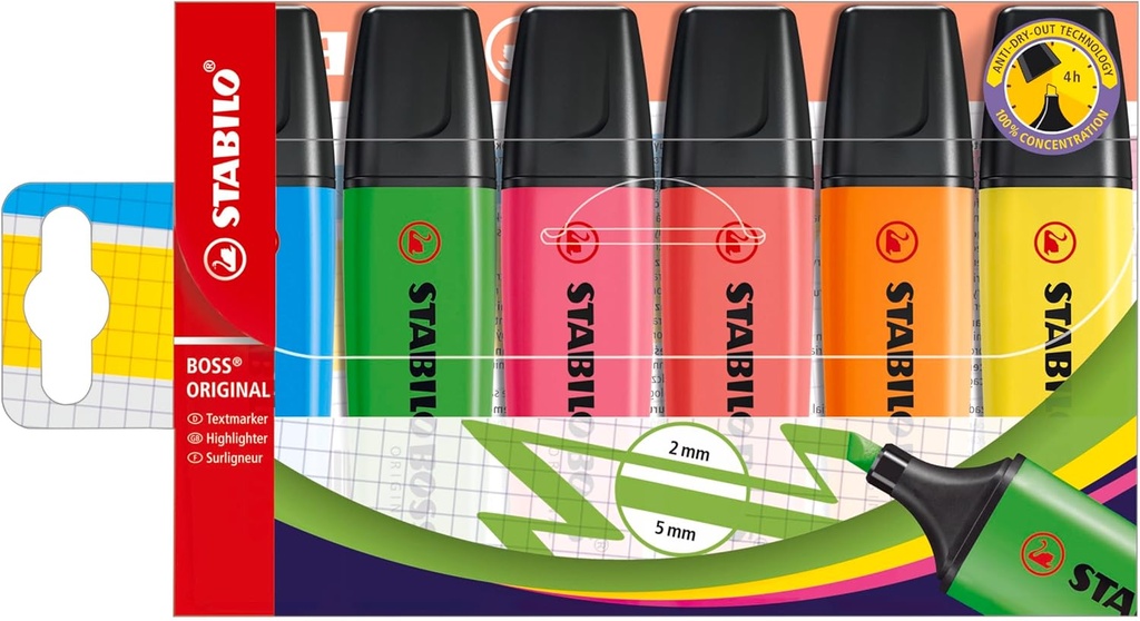 [70/6] MARCADOR FLUORESCENTE STABILO BOSS 6UDS