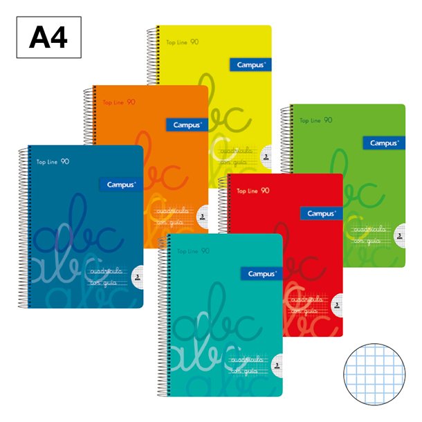 [002431] Cuaderno espiral 3X3 pautaguia A4 90g 80h T/P Campus