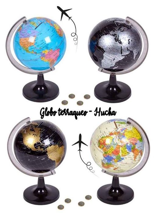 [NJ-1424] Hucha globo terráqueo 14.2cms colores surtidos