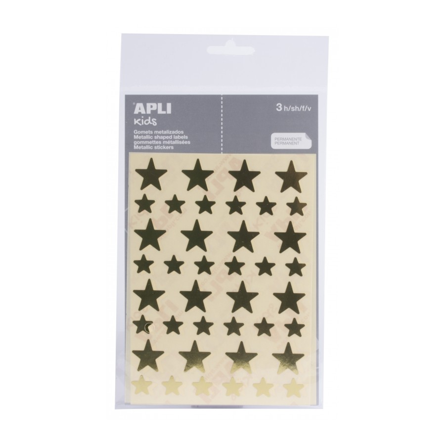 Gomets estrellas 12,5 y 19,5 mm metalizados 3H Apli