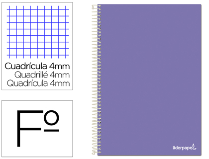 Cuaderno espiral 4X4 Fº 60G 80H T/B con margen Liderpapel
