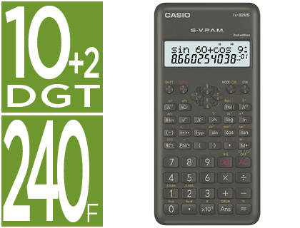 [FX-82MS-2-W-ET-B] Calculadora Casio fx-82ms 2nd edition cientifica 240 funciones pantalla de dos lineas