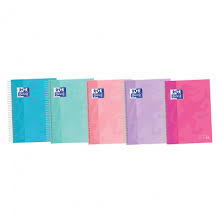 Cuaderno espiral 5X5 A4+ 90g 80h T/E microperforado Europeanbook 1 colores pastel Oxford
