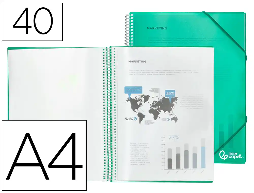Carpeta 40 Fundas A4 Liderpapel