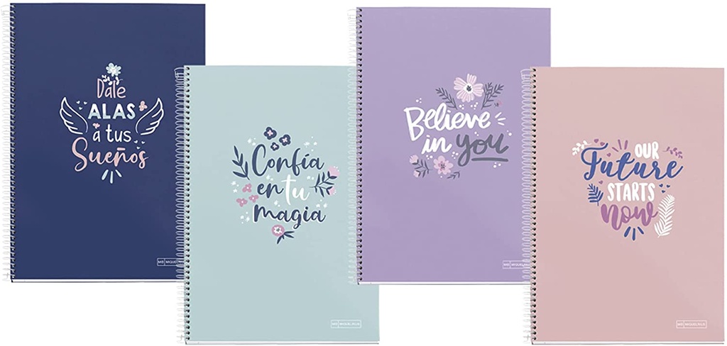 Cuaderno espiral 4X4 Fº 90g 80h T/D C/M Frase MR