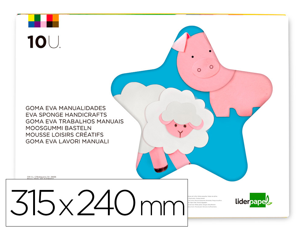 [TM06] Bloc goma eva 240x315mm 1.5mm 10h colores surtidos Liderpapel