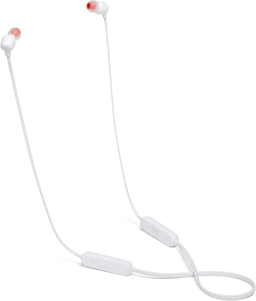 [JBLT115BTWHT] Auriculares inalámbricos intraaurales de banda al cuello, con Bluetooth, Sonido Pure Bass Sound y conectividad multipunto, hasta 8h de música, blanco JBL