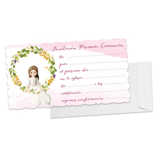 [46938] Comunión Niña Orla invitación 10u.+ sobre