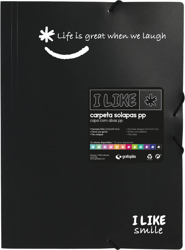 Carpeta gomas Fº 3 solapas plastico I Like