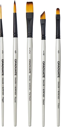 [D212550006] Pinceles Mango Corto 5 Acuarela Sintéticos Graduate