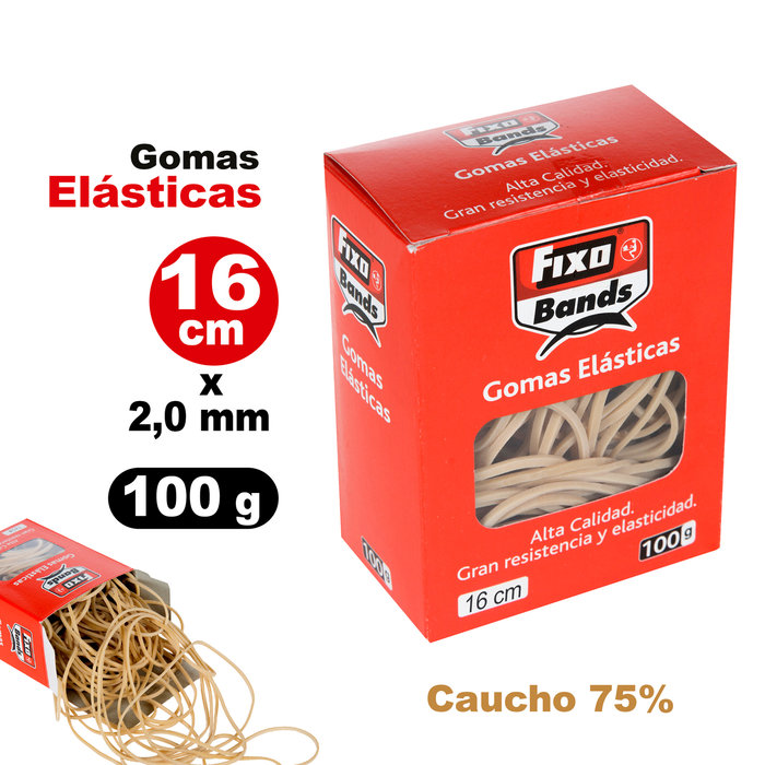 [00046640] Gomas elasticas 16cmX2mm 100gr caja Fixo