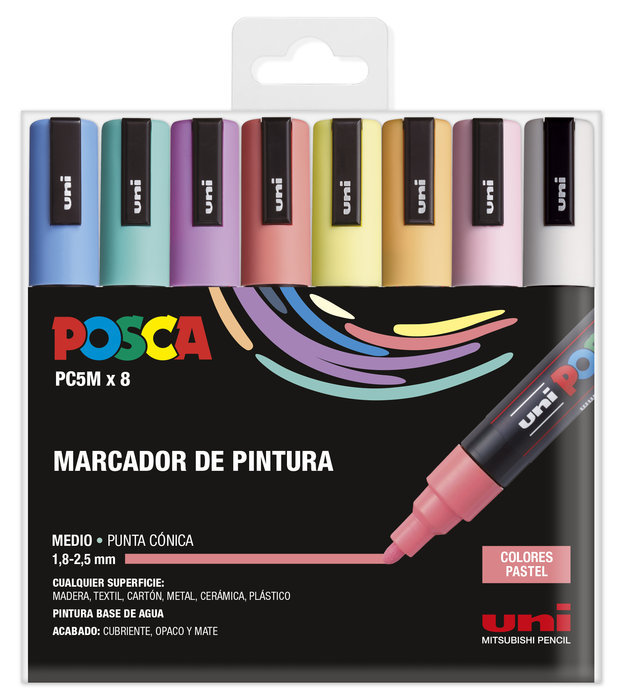 [182634810] Marcador PC5M 1.8-2.5mm 8uds pastel Posca
