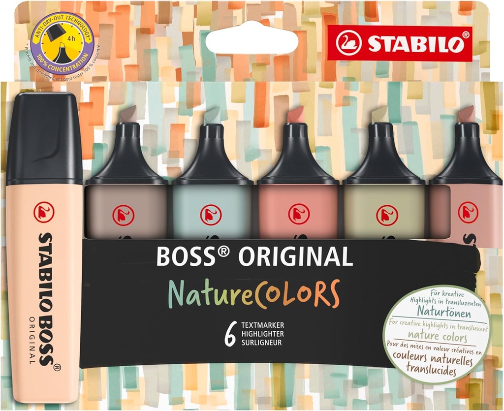 [70/6-2-2] Marcador fluorescente Boss Stabilo 4uds natureColors (copia)