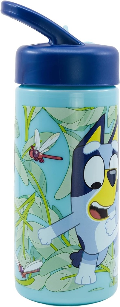 [49601] Botella de agua deportiva con pajita y asa incorporada de 410 ml de Bluey