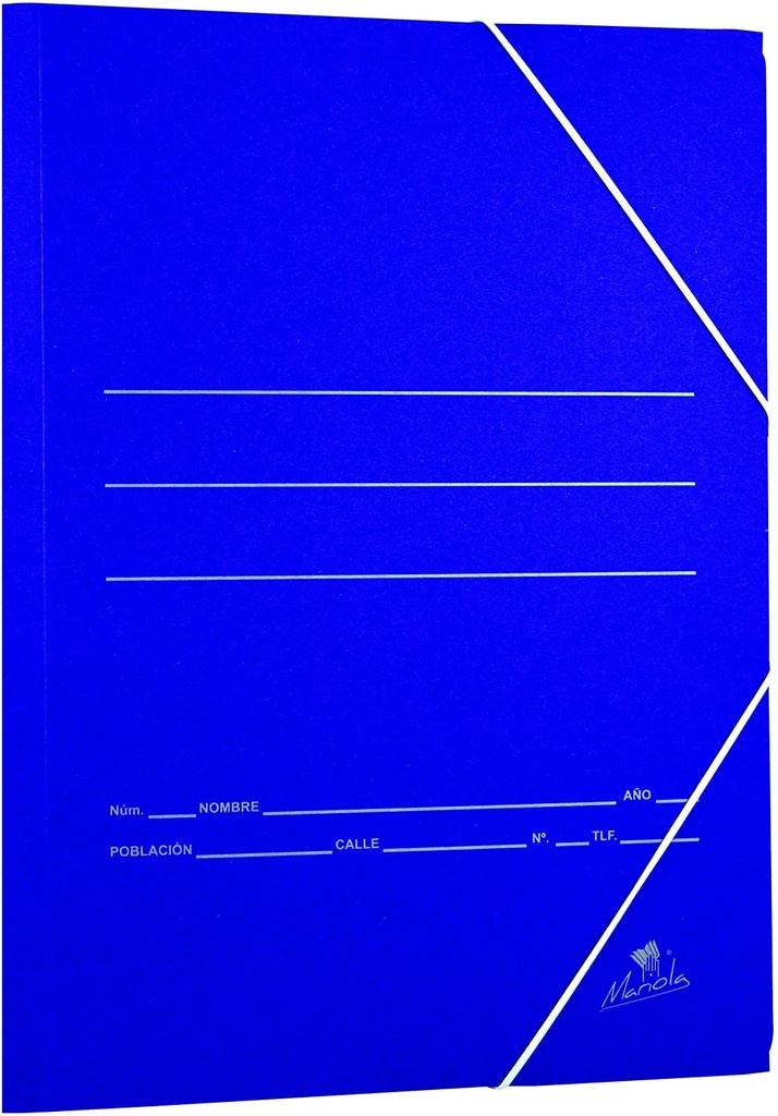 [1085] Carpeta gomas Fº 3 solapas carton azul Mariola